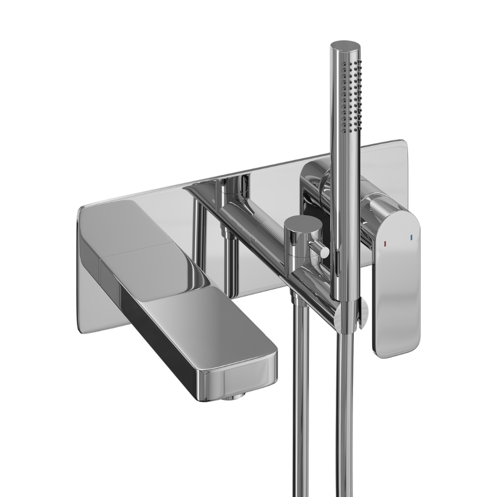 Product Cut out image of the Abacus Edge Chrome Wall Mounted Bath Shower Mixer